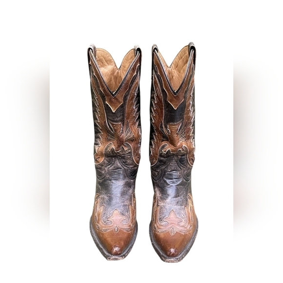 Stetson Distressed Brown Leather Cowboy Boots Size 11 D - Picture 2 of 14